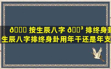 🐞 按生辰八字 🐳 排终身卦(生辰八字排终身卦用年干还是年支)